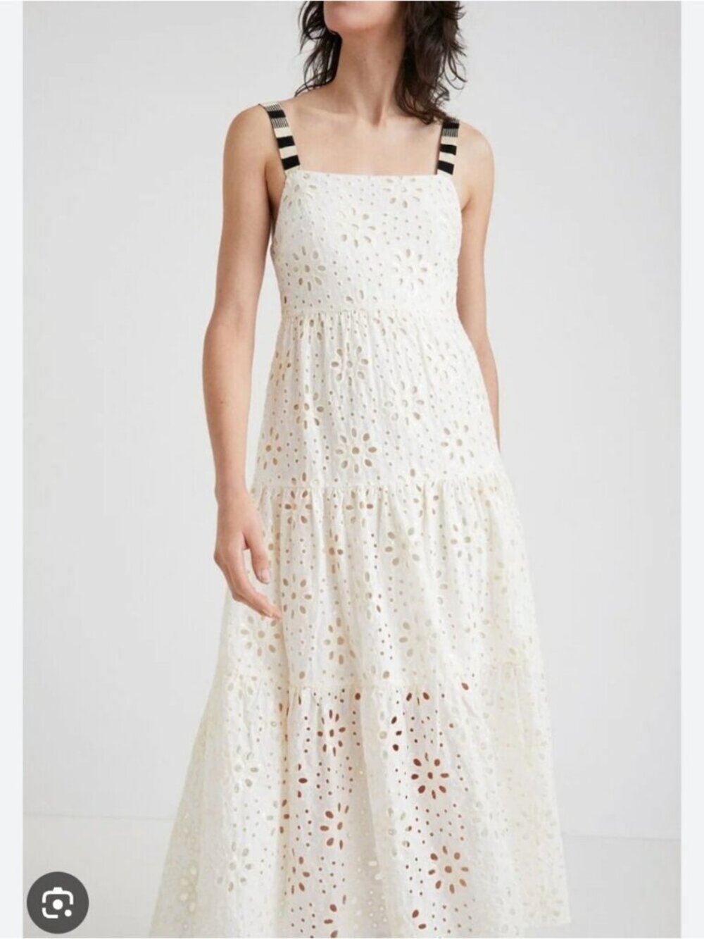 NWT DESIGUAL | Embroidered maxi dress floral cutwork sequin Shimmer Cream Sz M